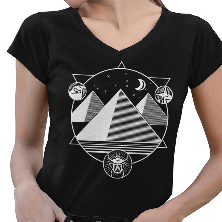 Egyptian Pyramids Emblem Tshirt Women V-Neck T-Shirt