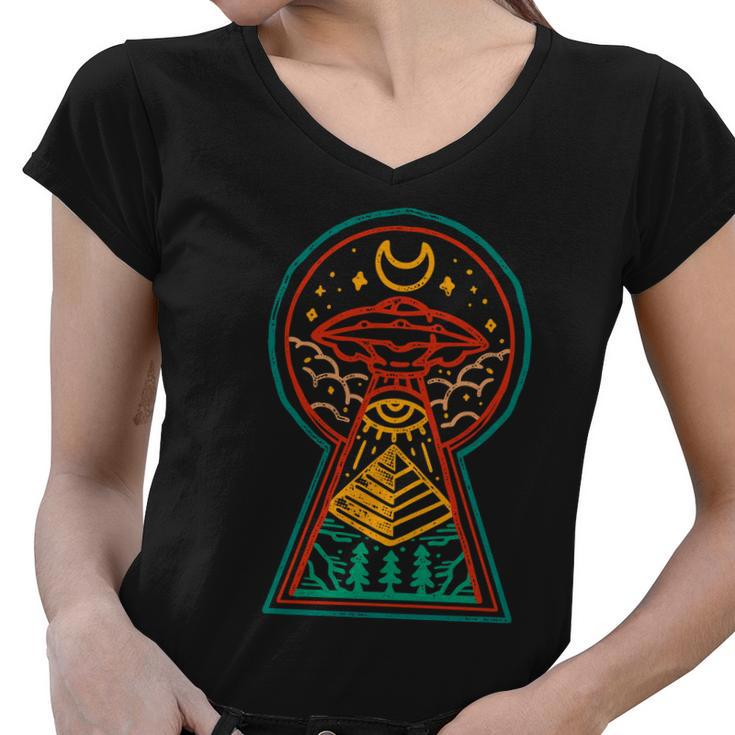 Egyptian Ufo Abduction Tshirt Women V-Neck T-Shirt