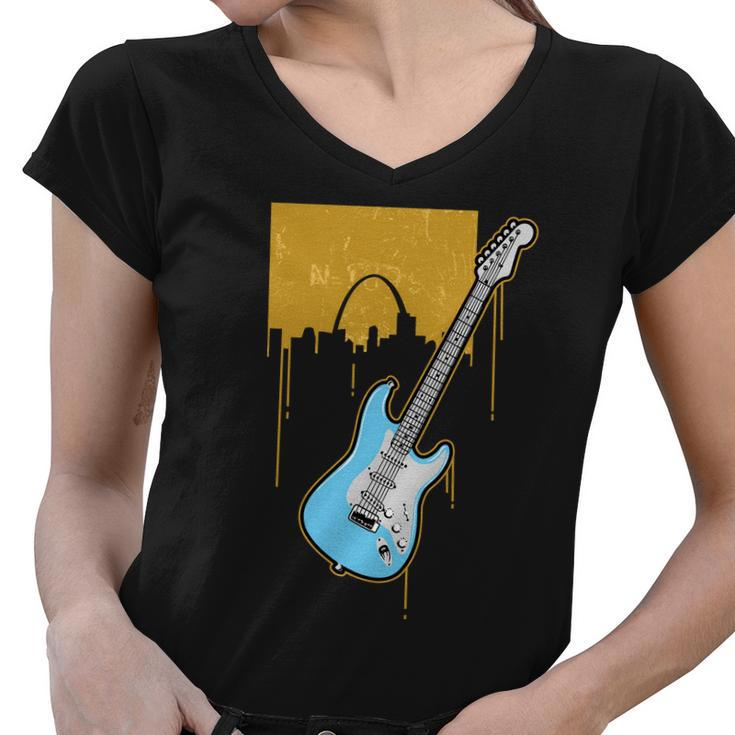 Electric Guitar Musical Instrument Women V-Neck T-Shirt