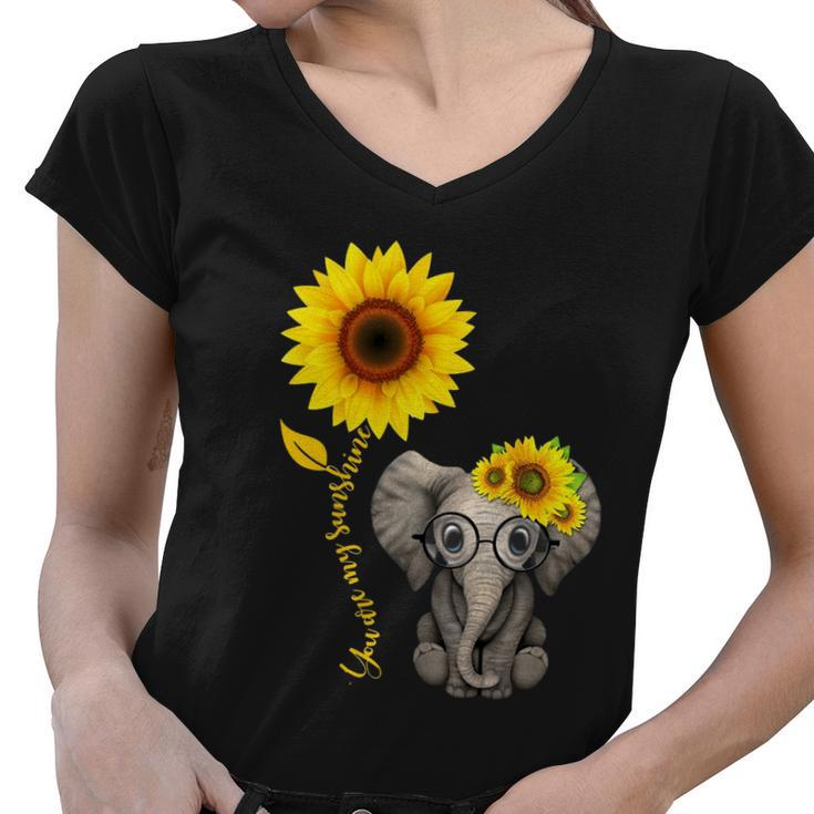 Elephant Sunflower You Are My Sunshine V2 Women V-Neck T-Shirt