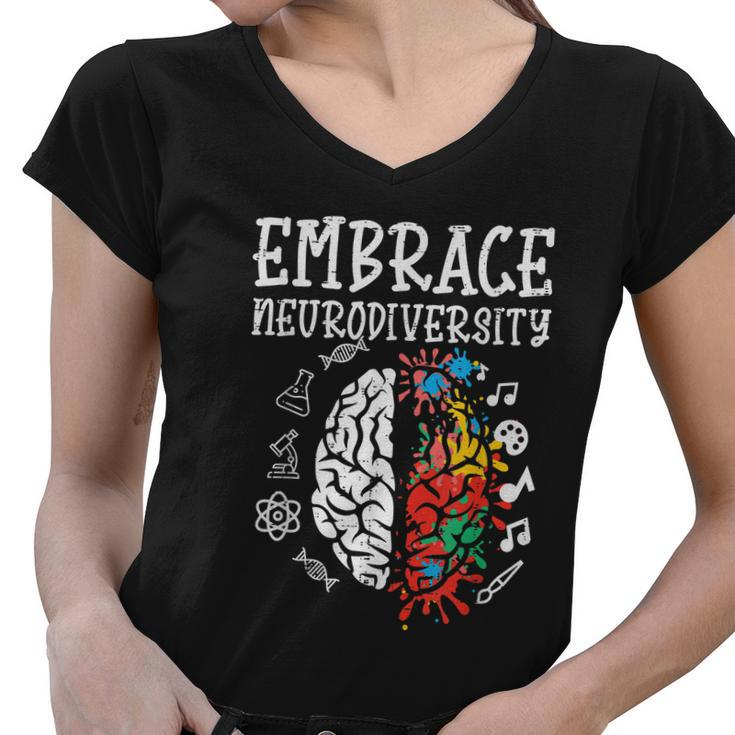 Embrace Neurodiversity Autism Awareness Asd Men Women Kids Women V-Neck T-Shirt