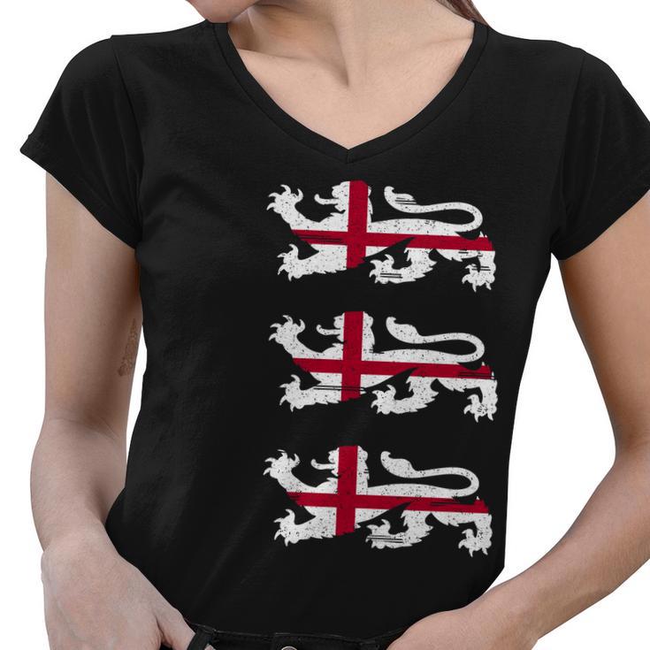 England Euro 21 English Lions Soccer Fan Flag Women V-Neck T-Shirt