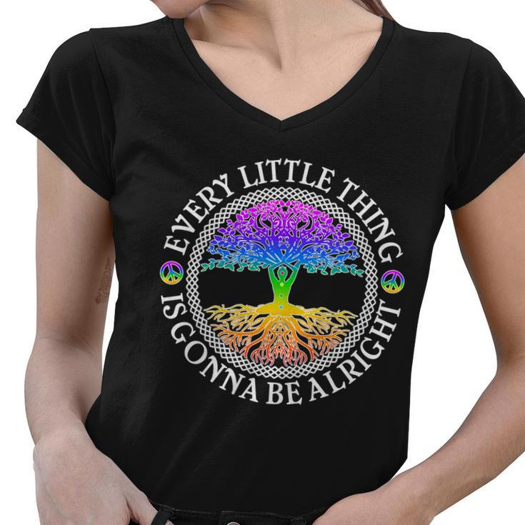 Every Little Thing Is Gonna Be Alright Yoga Tree Women V-Neck T-Shirt