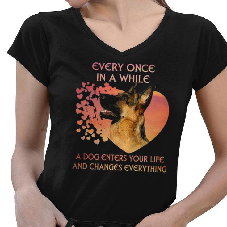 Every Once In A While A Dutch Shepherd Enters You Life Women V-Neck T-Shirt