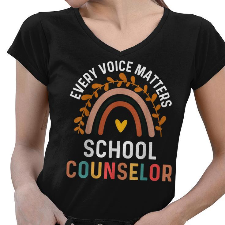 Every Voice Matters School Counselor Counseling  V2 Women V-Neck T-Shirt