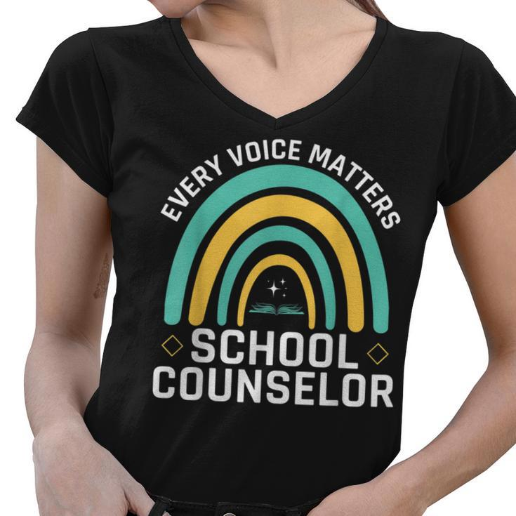 Every Voice Matters School Counselor Counseling  V3 Women V-Neck T-Shirt