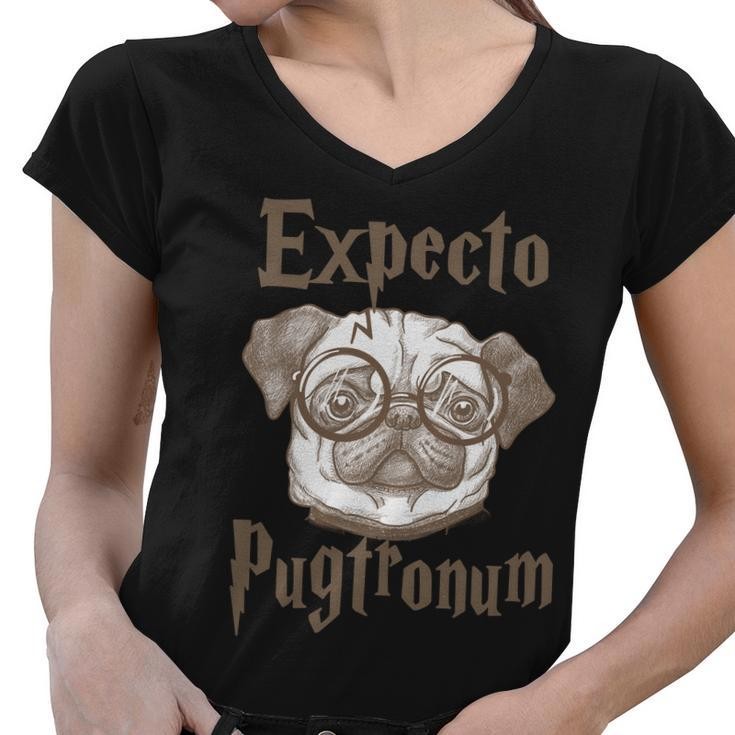 Expecto Pugtronum Funny Pug Women V-Neck T-Shirt