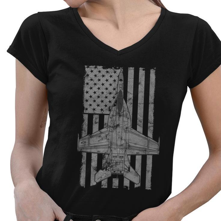 F18 Super Hornet Jet Airplane Vintage Flag Tshirt Women V-Neck T-Shirt