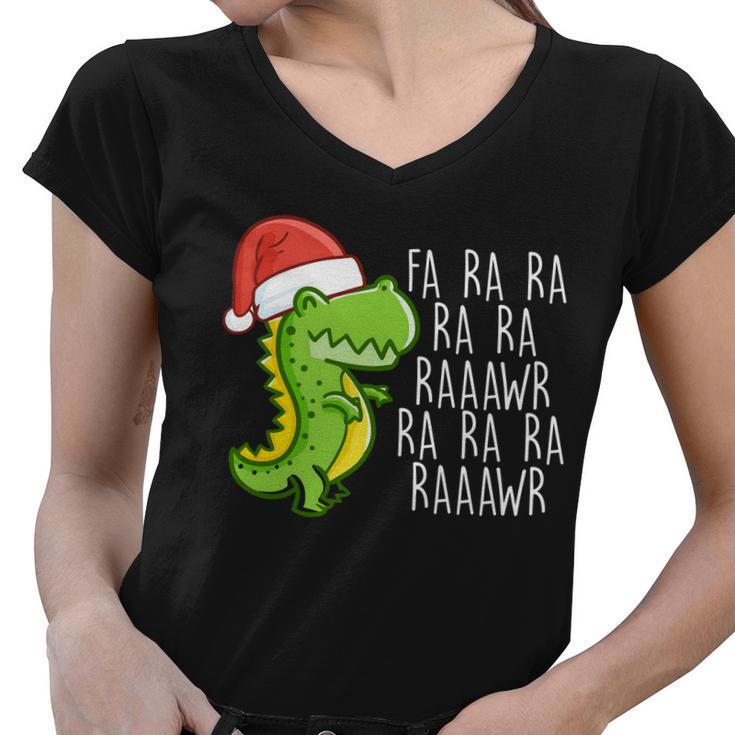 Fa Ra Ra Rawr Dinosaur Christmas Tshirt Women V-Neck T-Shirt