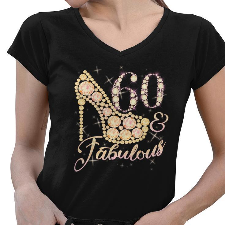 Fabulous & 60 Sparkly Heel 60Th Birthday Women V-Neck T-Shirt