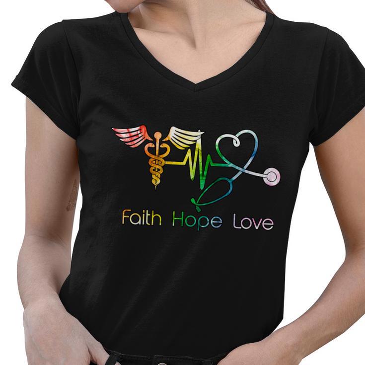 Faith Hope Love Nurse Women V-Neck T-Shirt