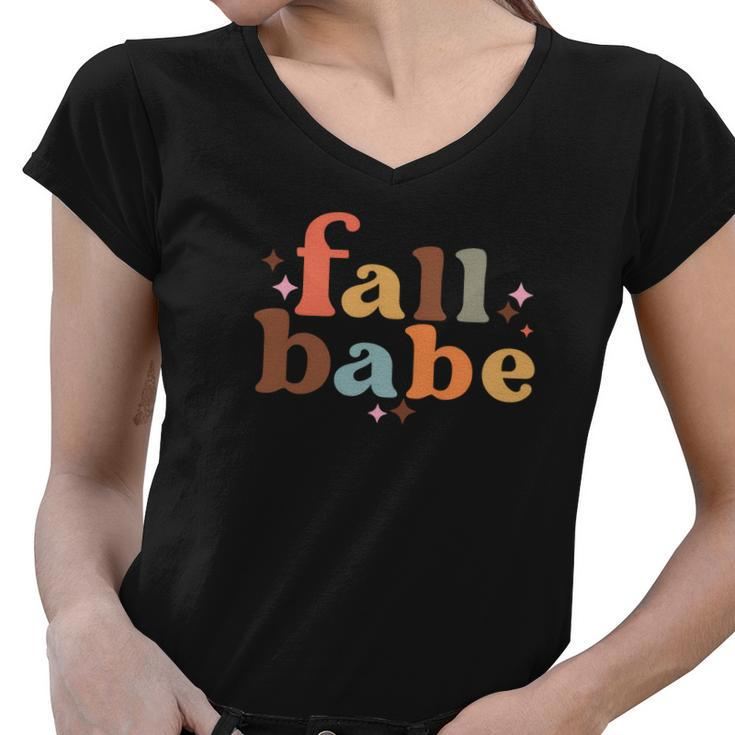 Fall Babe Colorful Sparkling Official Design Women V-Neck T-Shirt