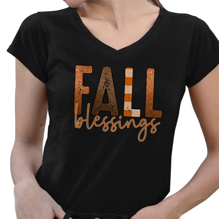 Fall Blessing Funny Gift Women V-Neck T-Shirt