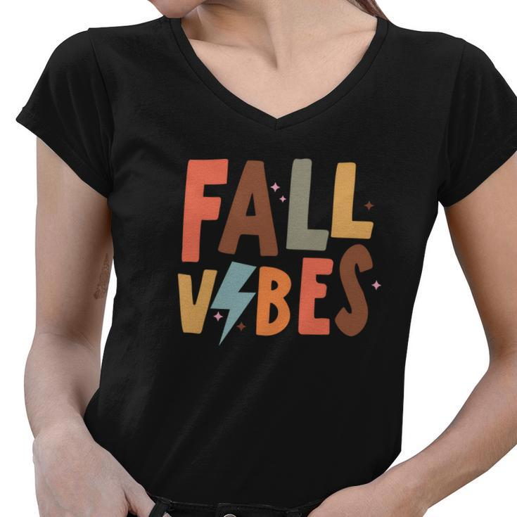 Fall Colorful Fall Vibes For You Idea Design Women V-Neck T-Shirt
