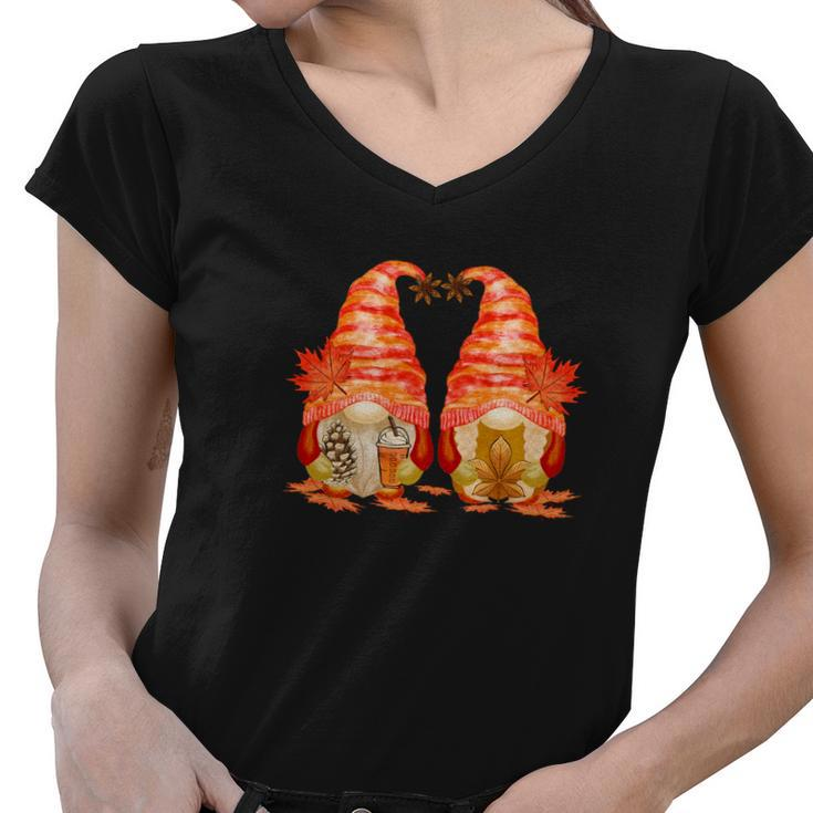 Fall Gnomes Couple Gift For You Women V-Neck T-Shirt