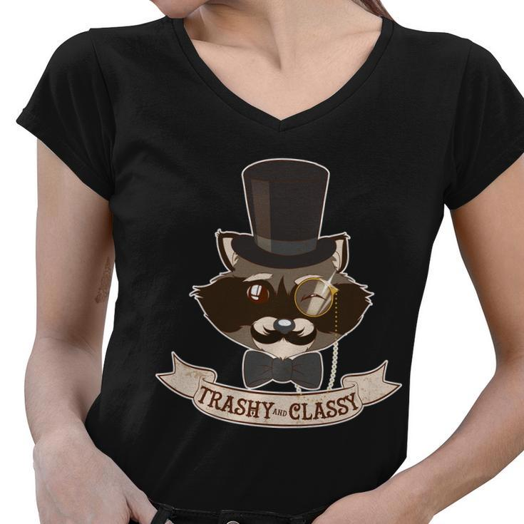Fancy Trashy Classy Raccoon Graphic Design Printed Casual Daily Basic Women V-Neck T-Shirt