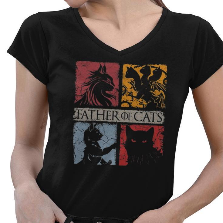 Father Of Cats  - Cat Lovers Cat Dad Fabulous Women V-Neck T-Shirt