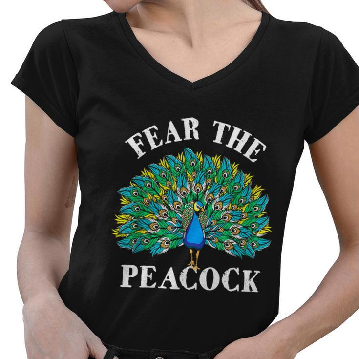 Fear The Peacock Zookeeper Ornithologist Bird Lover Tshirt Women V-Neck T-Shirt