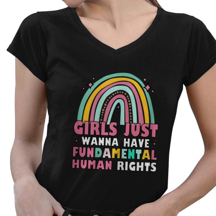 Feminist Girls Just Wanna Have Fundamental Rights Women V-Neck T-Shirt