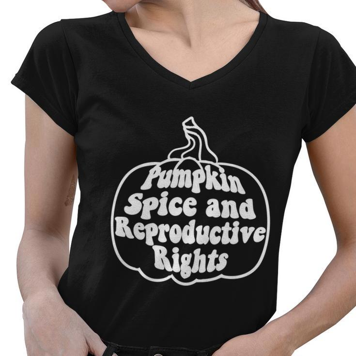 Feminist Halloween Pumpkin Spice And Reproductive Rights Gift Women V-Neck T-Shirt