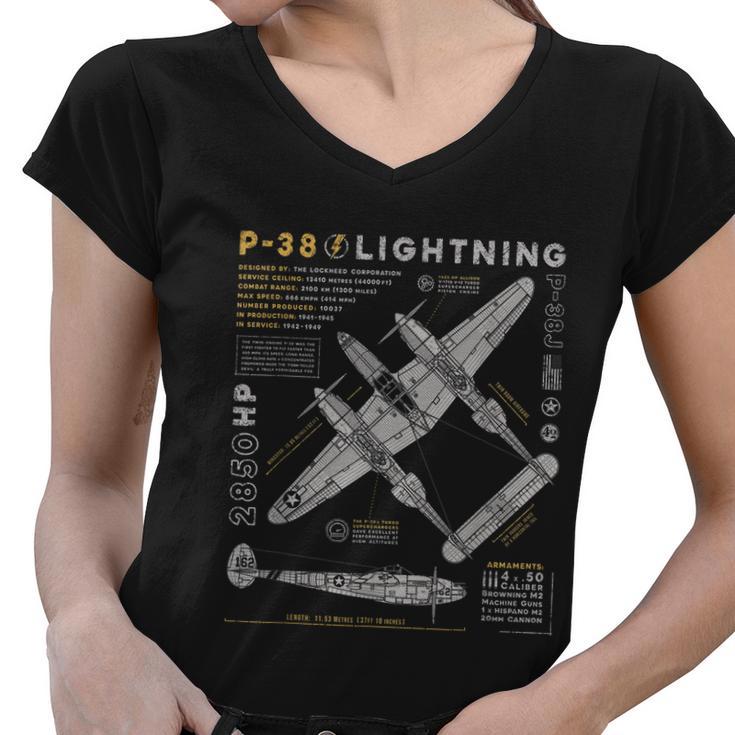 Fighter Aircraft Women V-Neck T-Shirt