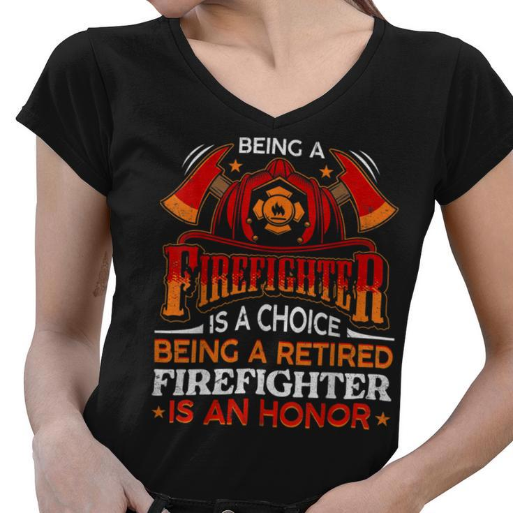Firefighter Funny Gift Heroic Fireman Gift Idea Retired Firefighter V2 Women V-Neck T-Shirt