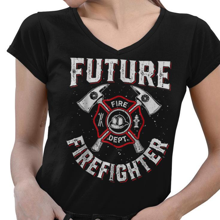 Firefighter Future Fire Dept Firefighter Thin Red Line Firefighter Lover V2 Women V-Neck T-Shirt
