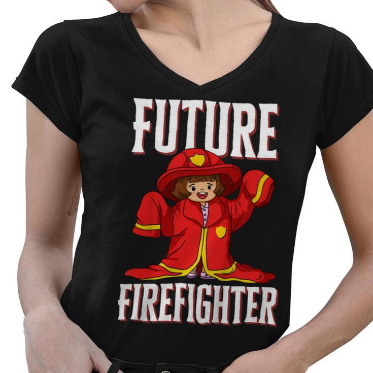 Firefighter Future Firefighter For Young Girls V2 Women V-Neck T-Shirt