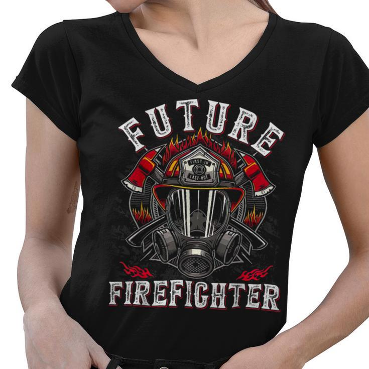 Firefighter Future Firefighter Thin Red Line Firefighting Women V-Neck T-Shirt