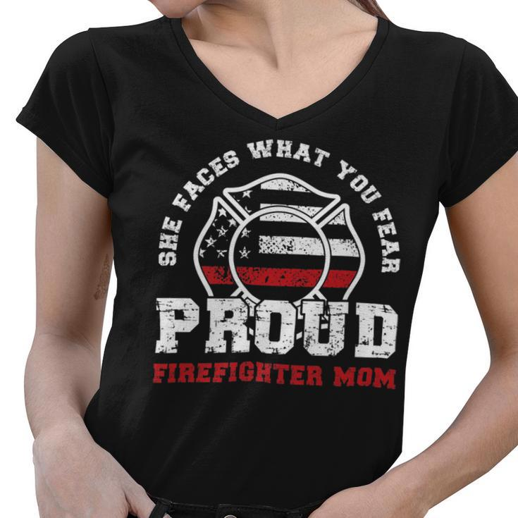 Firefighter Proud Fire Mother Of A Firefighter Daughter Women V-Neck T-Shirt