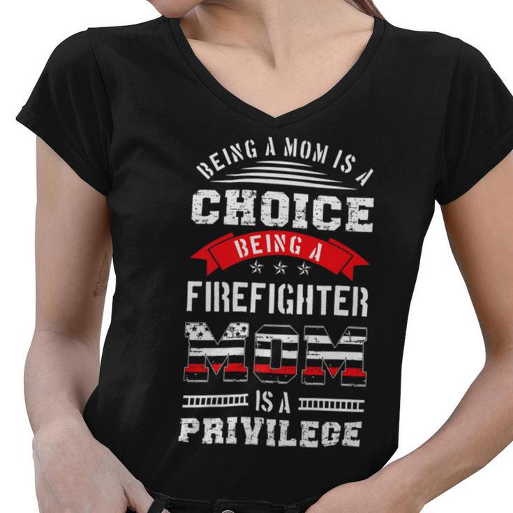 Firefighter Proud Firefighter Mom Fireman Mother Women V-Neck T-Shirt