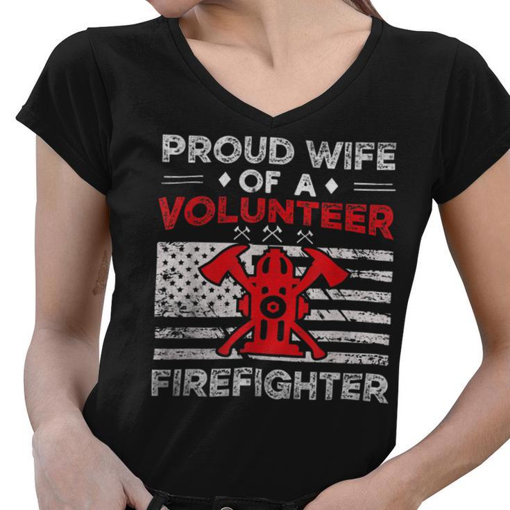Firefighter Proud Wife Of A Volunteer Firefighter Fire Wife V2 Women V-Neck T-Shirt