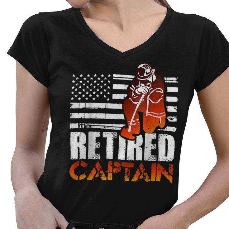 Firefighter Retired American Firefighter Captain Retirement Women V-Neck T-Shirt