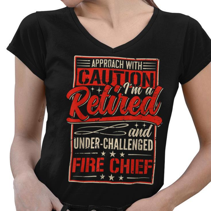Firefighter Retired Fire Chief Firefighter Retirement 2022 Dad Grandpa V2 Women V-Neck T-Shirt