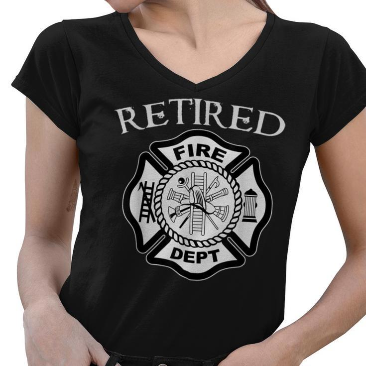 Firefighter Retired Fire Dept Tshirt Firefighter Ladder Engine V2 Women V-Neck T-Shirt
