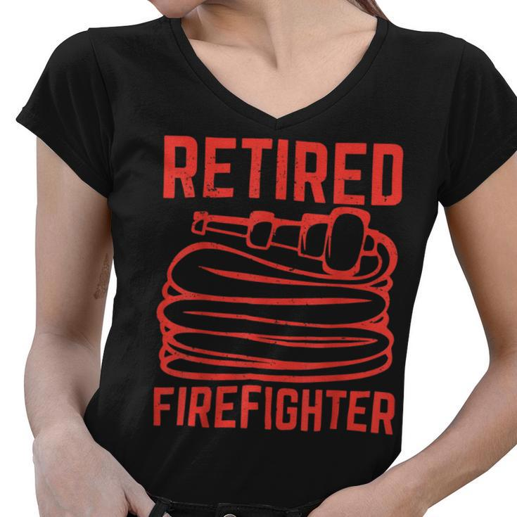 Firefighter Retired Firefighter Pension Retiring Women V-Neck T-Shirt