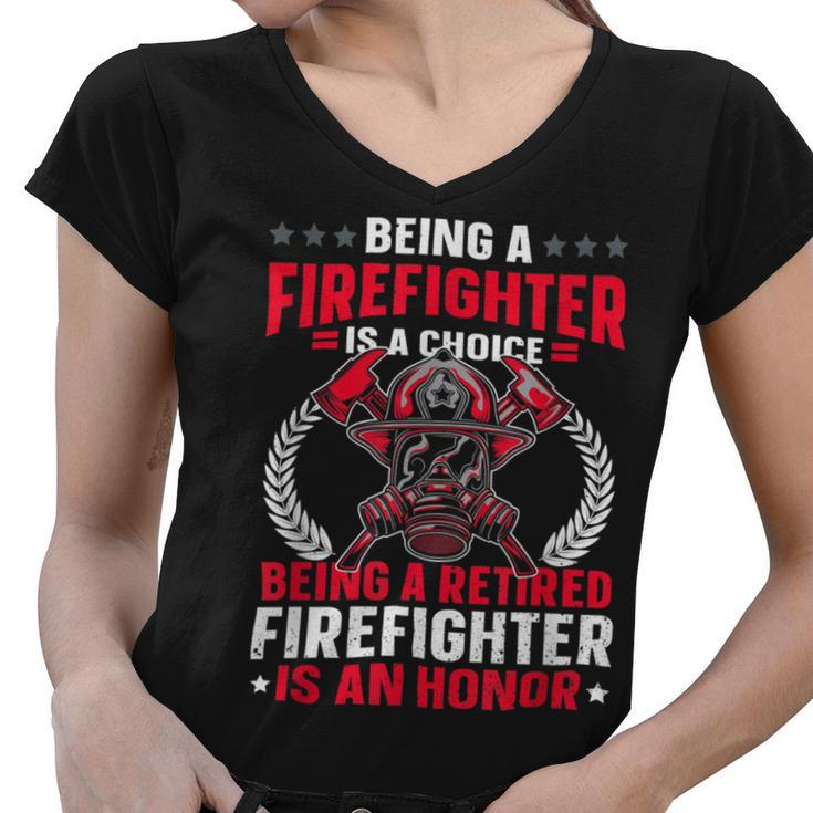Firefighter Retirement Fireman & Fire Firefighter Retired  V3 Women V-Neck T-Shirt