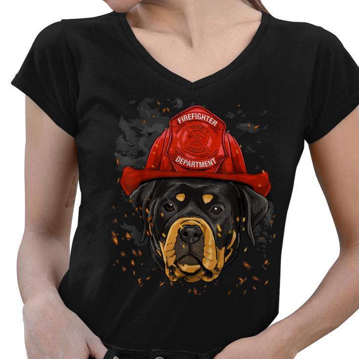 Firefighter Rottweiler Firefighter Rottweiler Dog Lover V2 Women V-Neck T-Shirt