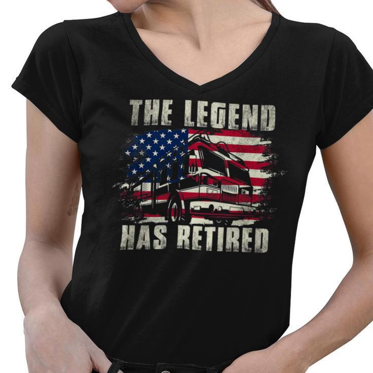 Firefighter The Legend Has Retired Fireman Firefighter _ Women V-Neck T-Shirt