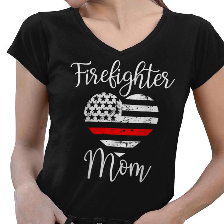 Firefighter Thin Red Line Firefighter Mom Gift From Son Fireman Gift V2 Women V-Neck T-Shirt