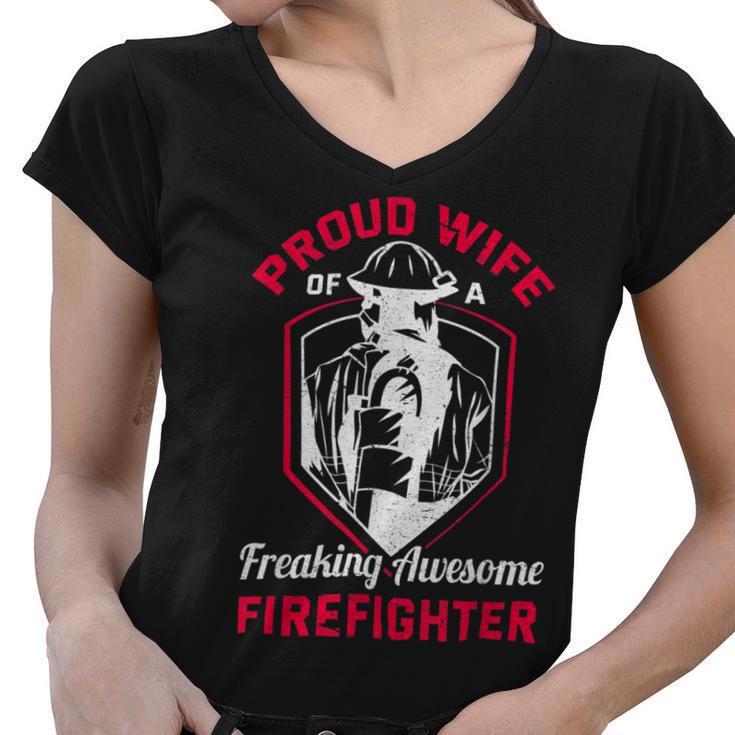 Firefighter Wildland Fireman Volunteer Firefighter Wife Fire Department V2 Women V-Neck T-Shirt