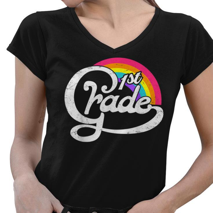 First Grade Rainbow Girls Boys Teacher Team 1St Grade Squad  V2 Women V-Neck T-Shirt