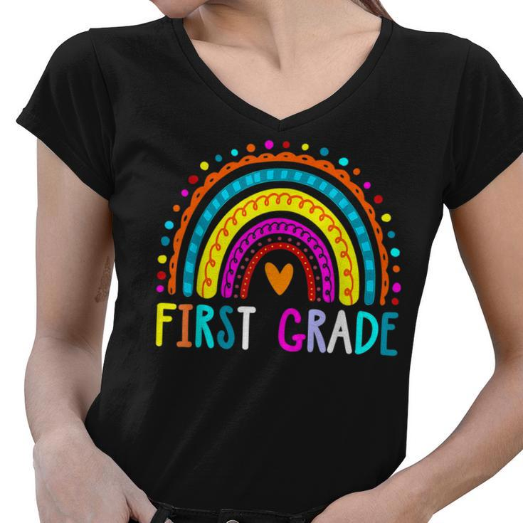 First Grade Rainbow Girls Boys Teacher Team 1St Grade Squad  V3 Women V-Neck T-Shirt