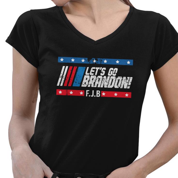 Fjb Lets Go Brandon Let Go Brandon Brandon Flag Republican Meme Funny Fjb Women V-Neck T-Shirt