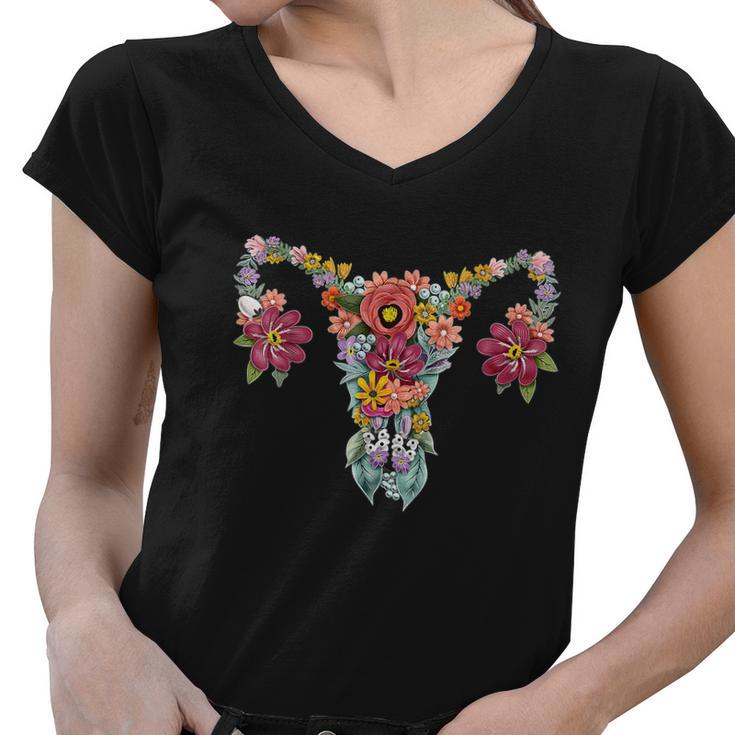 Floral Ovary Uterus Womens Rights Feminisgreat Gift Women Women V-Neck T-Shirt
