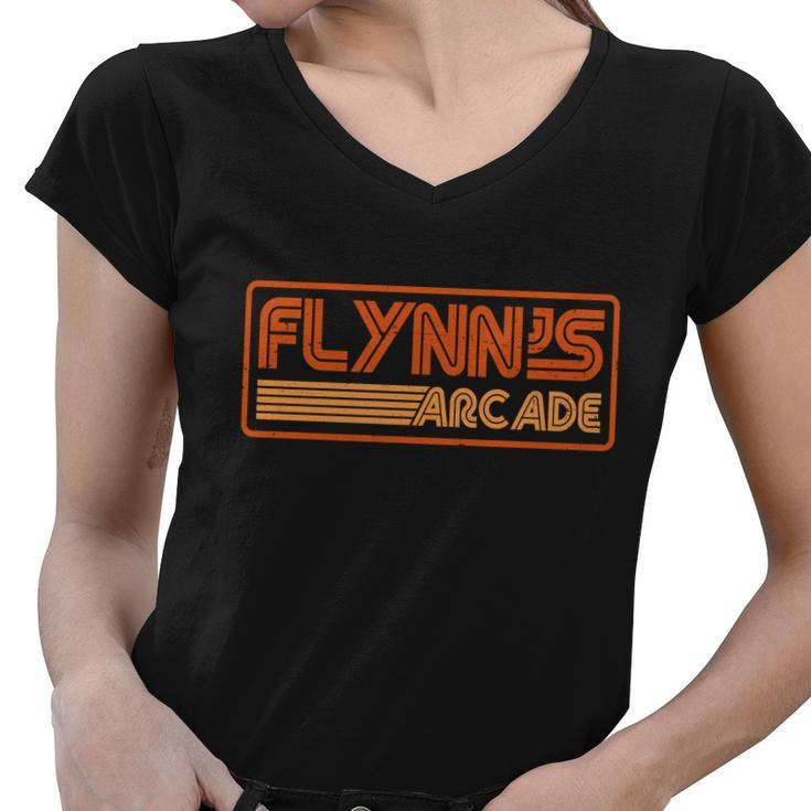 Flynns Arcade Vintage Retro 80S Logo Tshirt Women V-Neck T-Shirt