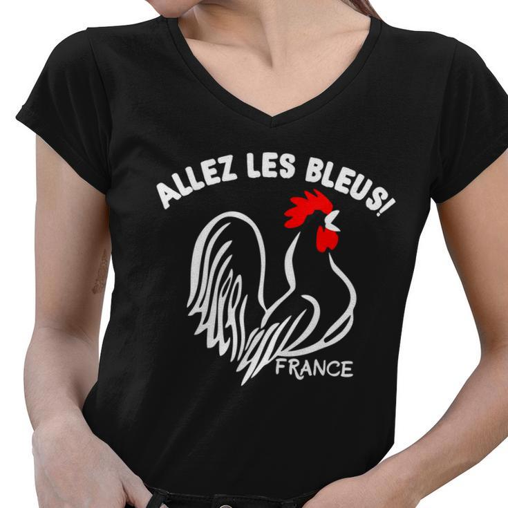 France Soccer Allez Les Bleus World Women V-Neck T-Shirt