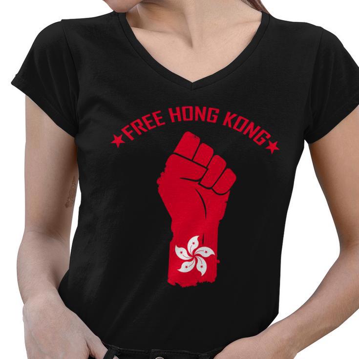 Free Hong Kong Fist Women V-Neck T-Shirt