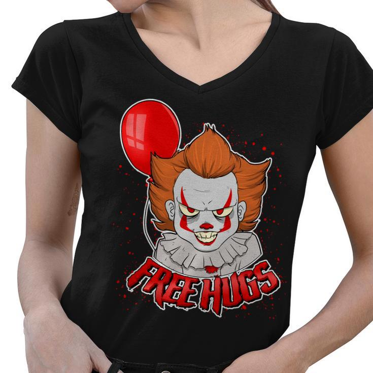Free Hugs Scary Clown Funny Women V-Neck T-Shirt