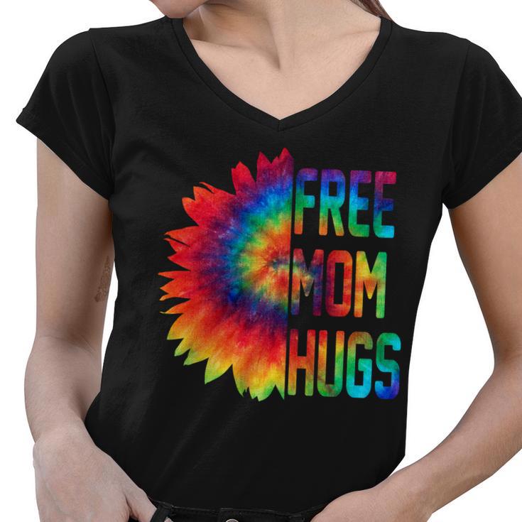 Free Mom Hugs Tie Dye Sunflower Women V-Neck T-Shirt